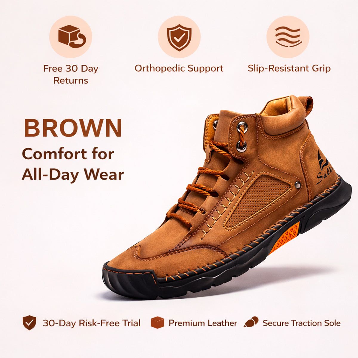 Men's Leather Boots with Orthopedic Work and Lace-Up - Image 1