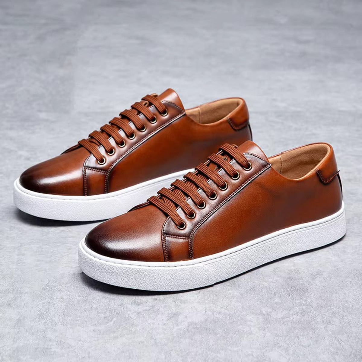 Men's Leather Sneakers with Genuine Fit and Lace-Up - Image 2