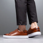 Men's Leather Sneakers with Genuine Fit and Lace-Up - Image 4
