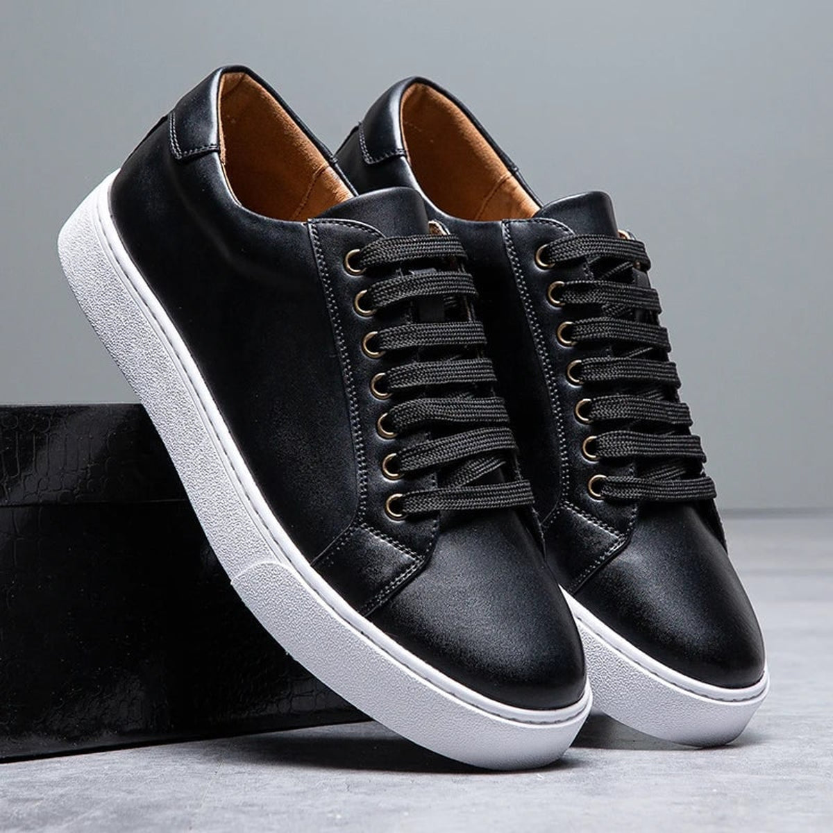 Men's Leather Sneakers with Genuine Fit and Lace-Up - Image 8