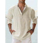 Men's Long Sleeve Henley Shirt with Relaxed Fit and Button-Front - Image 6
