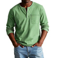 Men's Long Sleeve Henley Shirt with Relaxed Fit and Button-Front - Image 1
