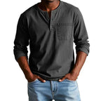 Men's Long Sleeve Henley Shirt with Relaxed Fit and Button-Front - Image 5