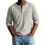Men's Long Sleeve Henley Shirt with Relaxed Fit and Button-Front - Image 6