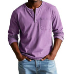 Men's Long Sleeve Henley Shirt with Relaxed Fit and Button-Front - Image 8