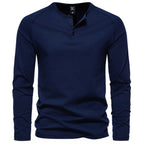 Men's Long-Sleeve Henley Shirt with Relaxed Fit and Button-Front - Image 5