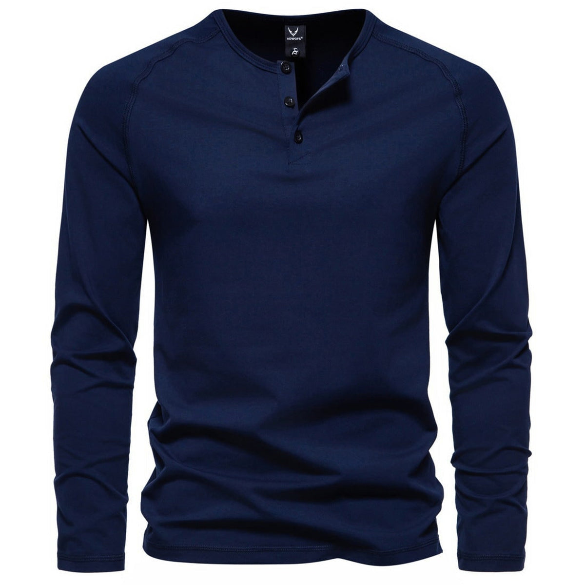 Men's Long-Sleeve Henley Shirt with Relaxed Fit and Button-Front - Image 5
