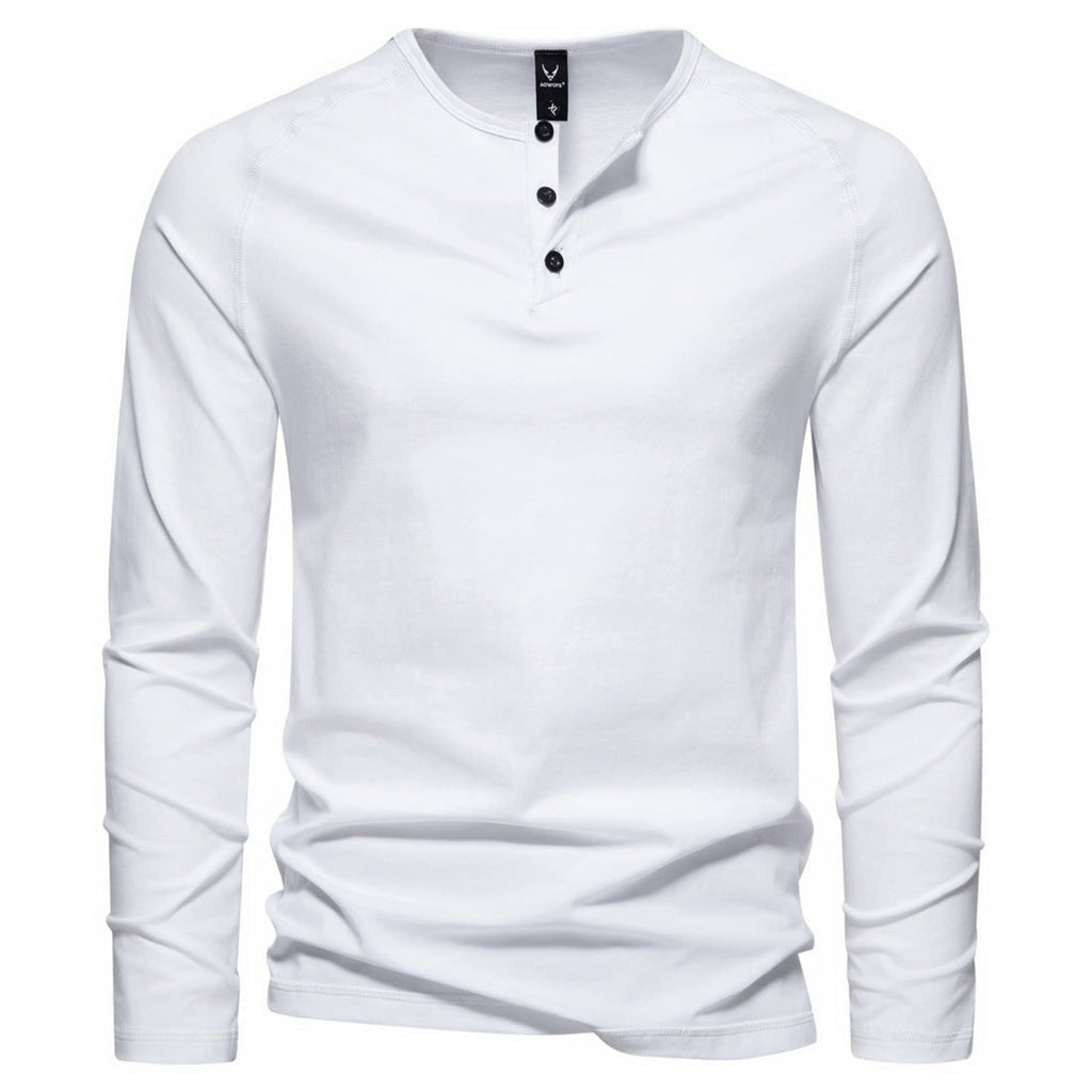 Men's Long-Sleeve Henley Shirt with Relaxed Fit and Button-Front - Image 4