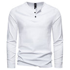 Men's Long-Sleeve Henley Shirt with Relaxed Fit and Button-Front - Image 4