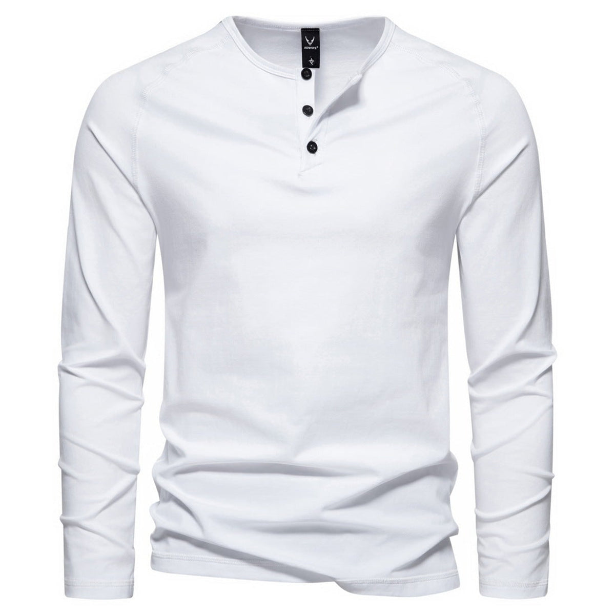 Men's Long-Sleeve Henley Shirt with Relaxed Fit and Button-Front - Image 4