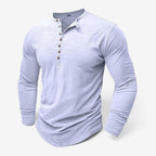Men's Long Sleeve Henley Shirt with Relaxed Fit and Button Placket - Image 4