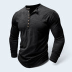 Men's Long Sleeve Henley Shirt with Relaxed Fit and Button Placket - Image 6