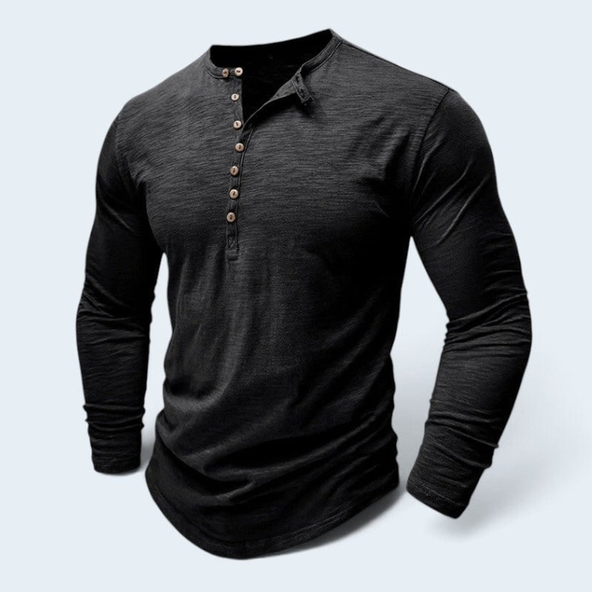 Men's Long Sleeve Henley Shirt with Relaxed Fit and Button Placket - Image 6
