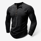 Men's Long Sleeve Henley Shirt with Relaxed Fit and Button Placket - Image 3