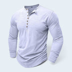 Men's Long Sleeve Henley Shirt with Relaxed Fit and Button Placket - Image 5
