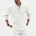 Men's Long Sleeve Henley Shirt with Relaxed Tailored Fit and Button Placket - Image 1