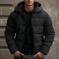 Men's Outerwear with Adjustable Quilted Jacket and Hooded Front-Zip - Image 1