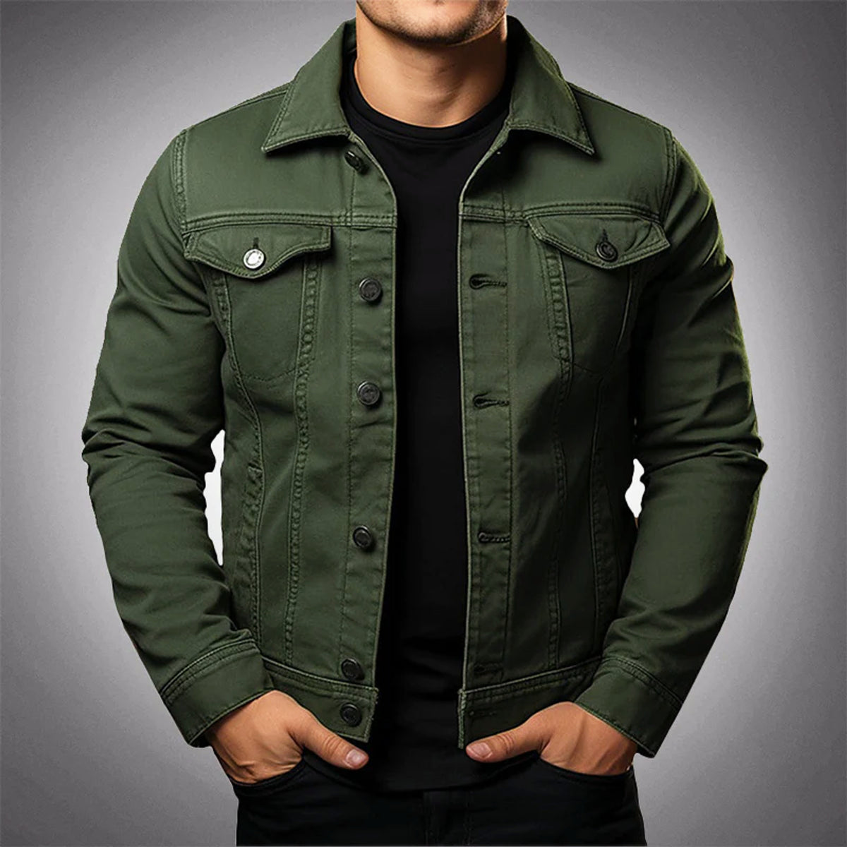 Men's Outerwear with Relaxed Jacket and Button-Front - Image 1