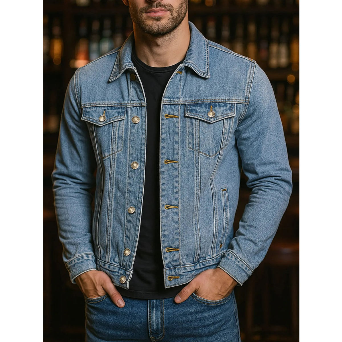 Men's Outerwear with Relaxed Jacket and Button Front - Image 3