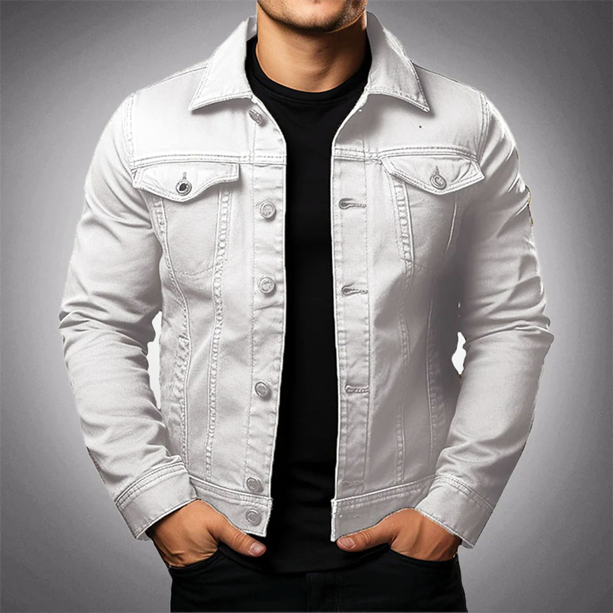 Men's Outerwear with Relaxed Jacket and Button-Front - Image 3