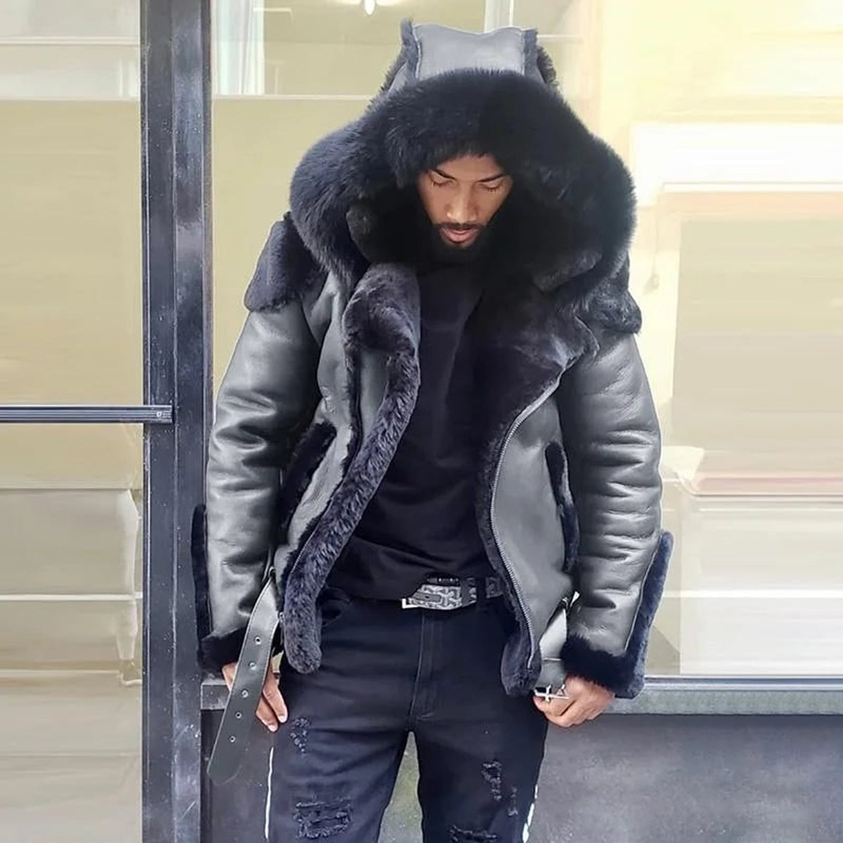 Men's Outerwear with Relaxed Jacket and Hood - Image 4