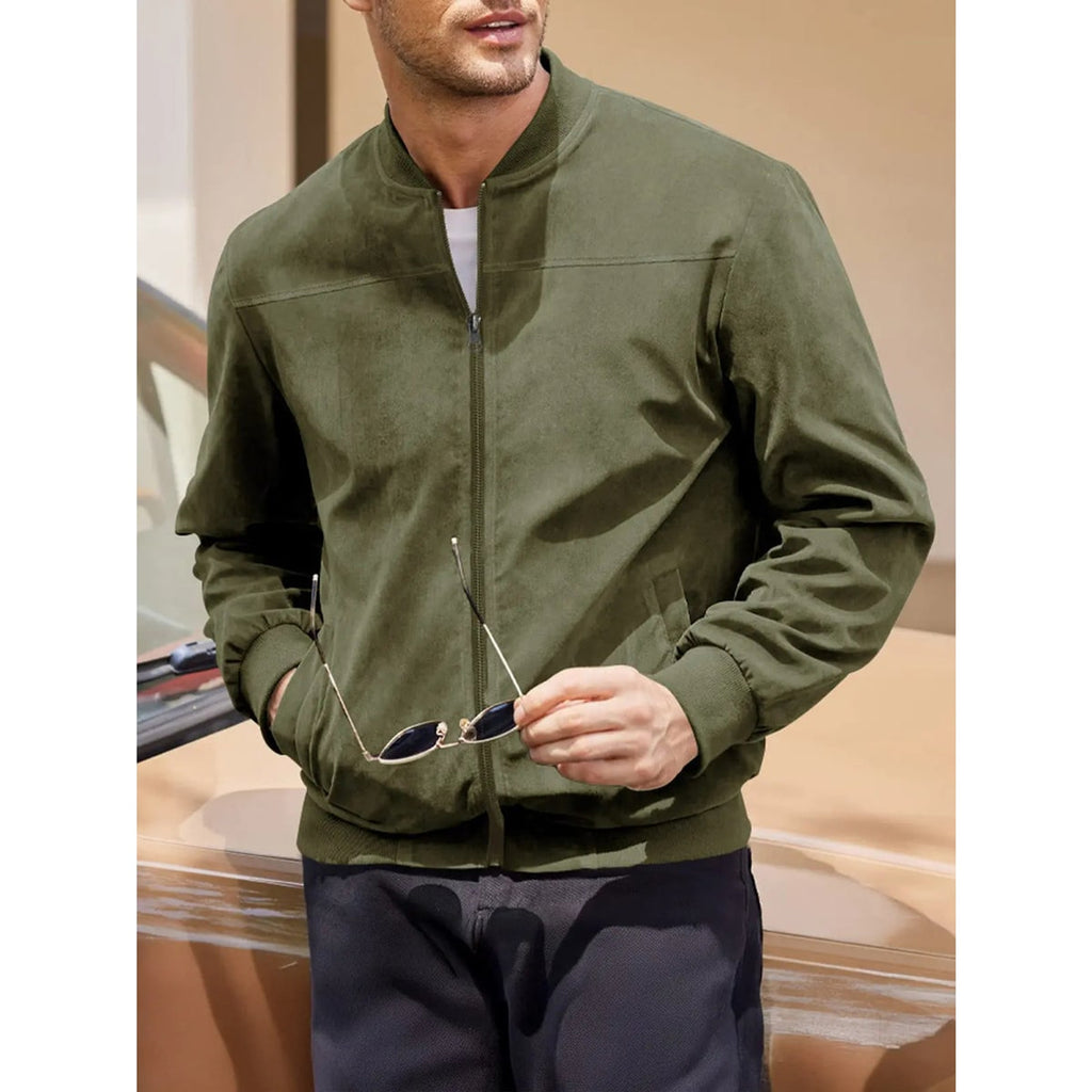 Men's Outerwear with Streamlined Bomber Jacket and Ribbed Cuffs - Image 2
