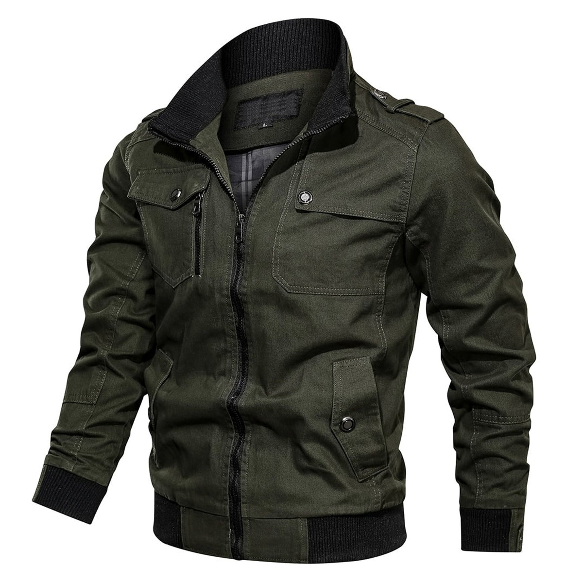 Men's Outerwear with Streamlined Bomber Jacket and Stand Collar - Image 5