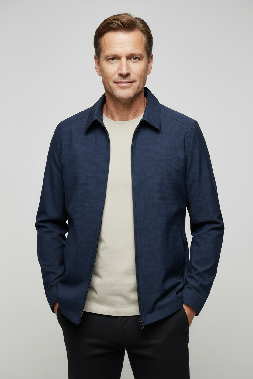 Men's Outerwear with Streamlined Harrington Jacket and Collared Zip-Up - Image 1