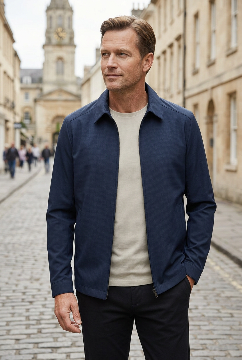 Men's Outerwear with Streamlined Harrington Jacket and Collared Zip-Up - Image 4