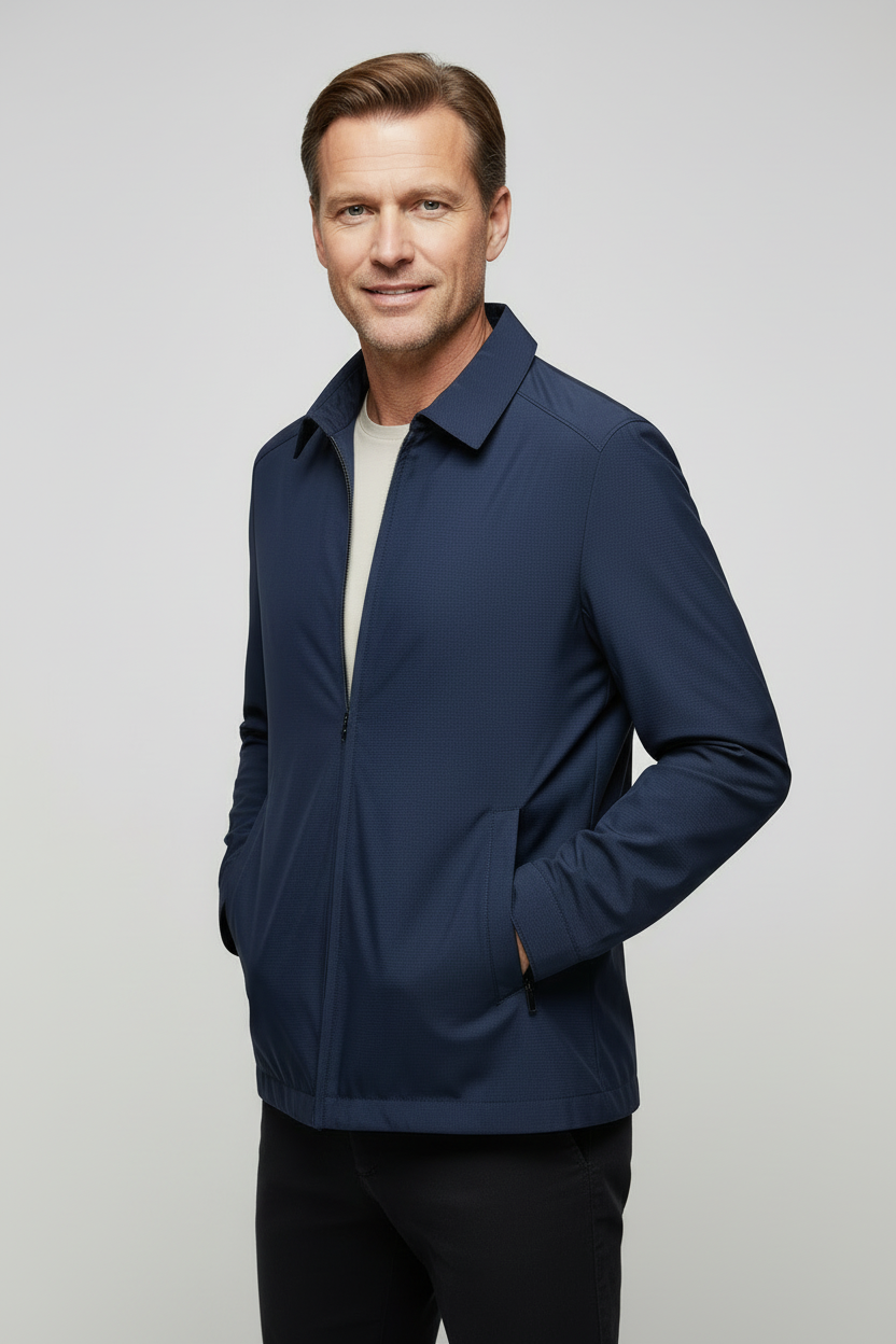 Men's Outerwear with Streamlined Harrington Jacket and Collared Zip-Up - Image 5