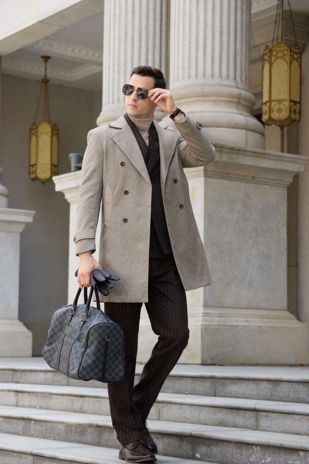 Men's Outerwear with Streamlined Long Coat and Double-Breasted Front - Image 2