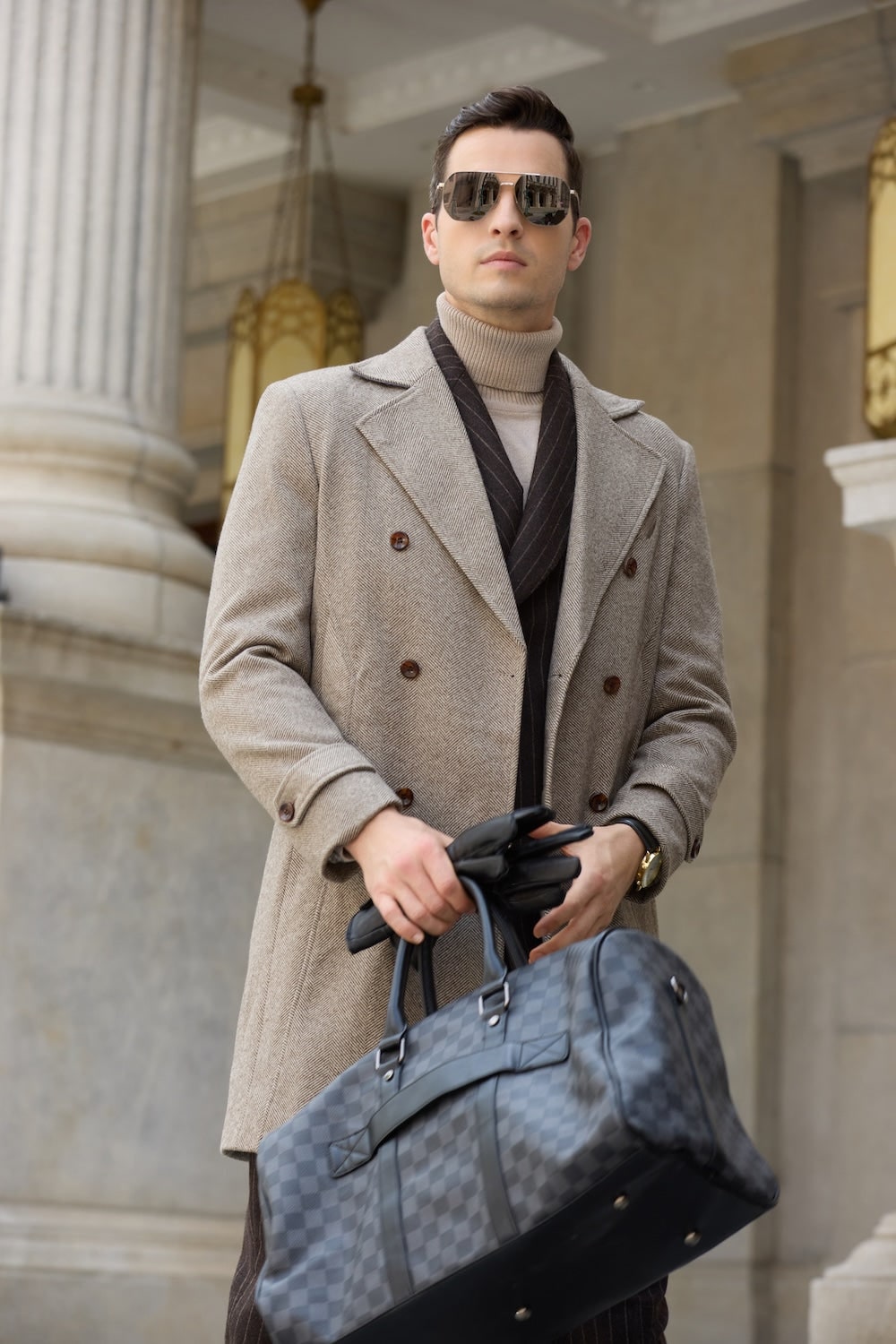Men's Outerwear with Streamlined Long Coat and Double-Breasted Front - Image 3