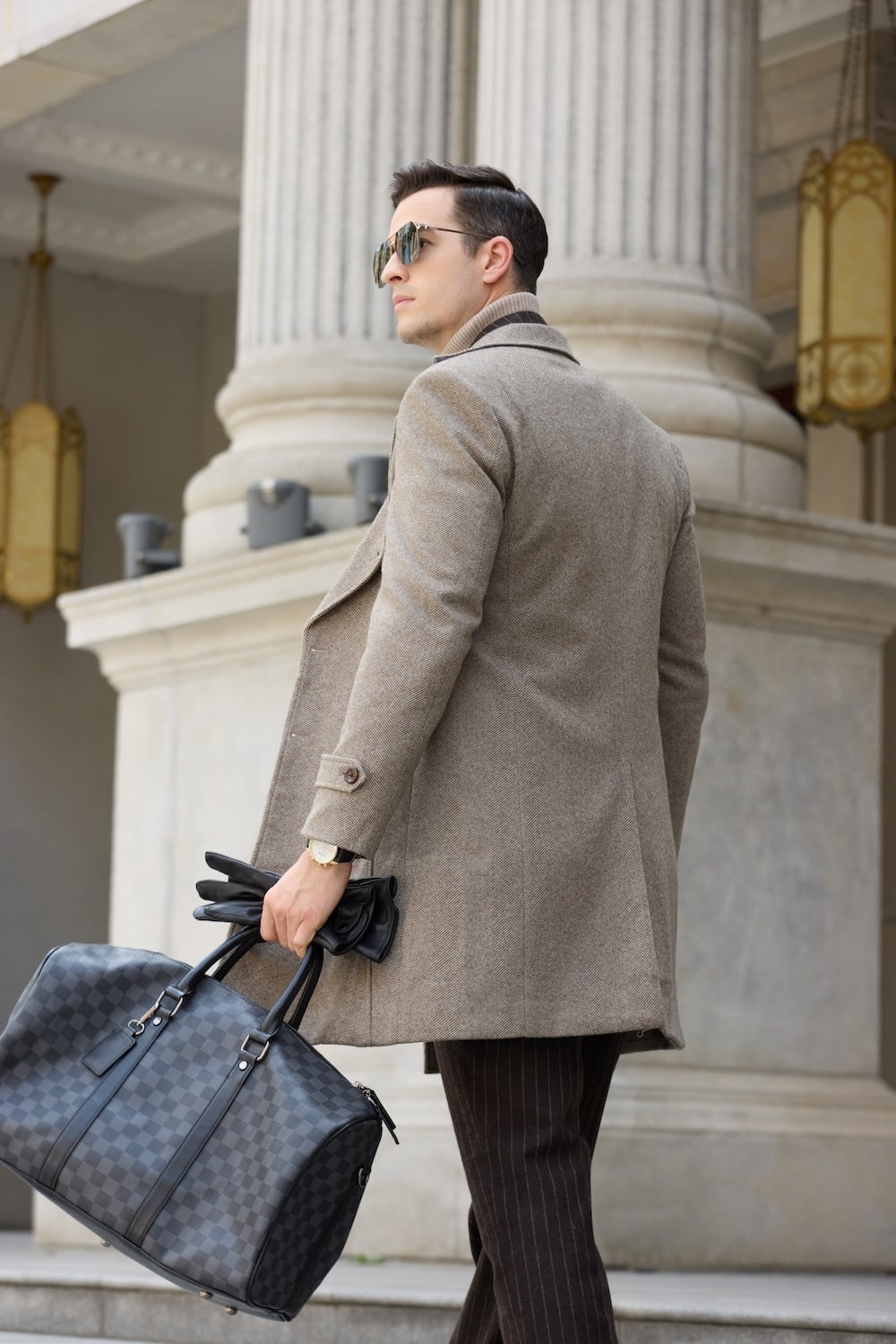 Men's Outerwear with Streamlined Long Coat and Double-Breasted Front - Image 4