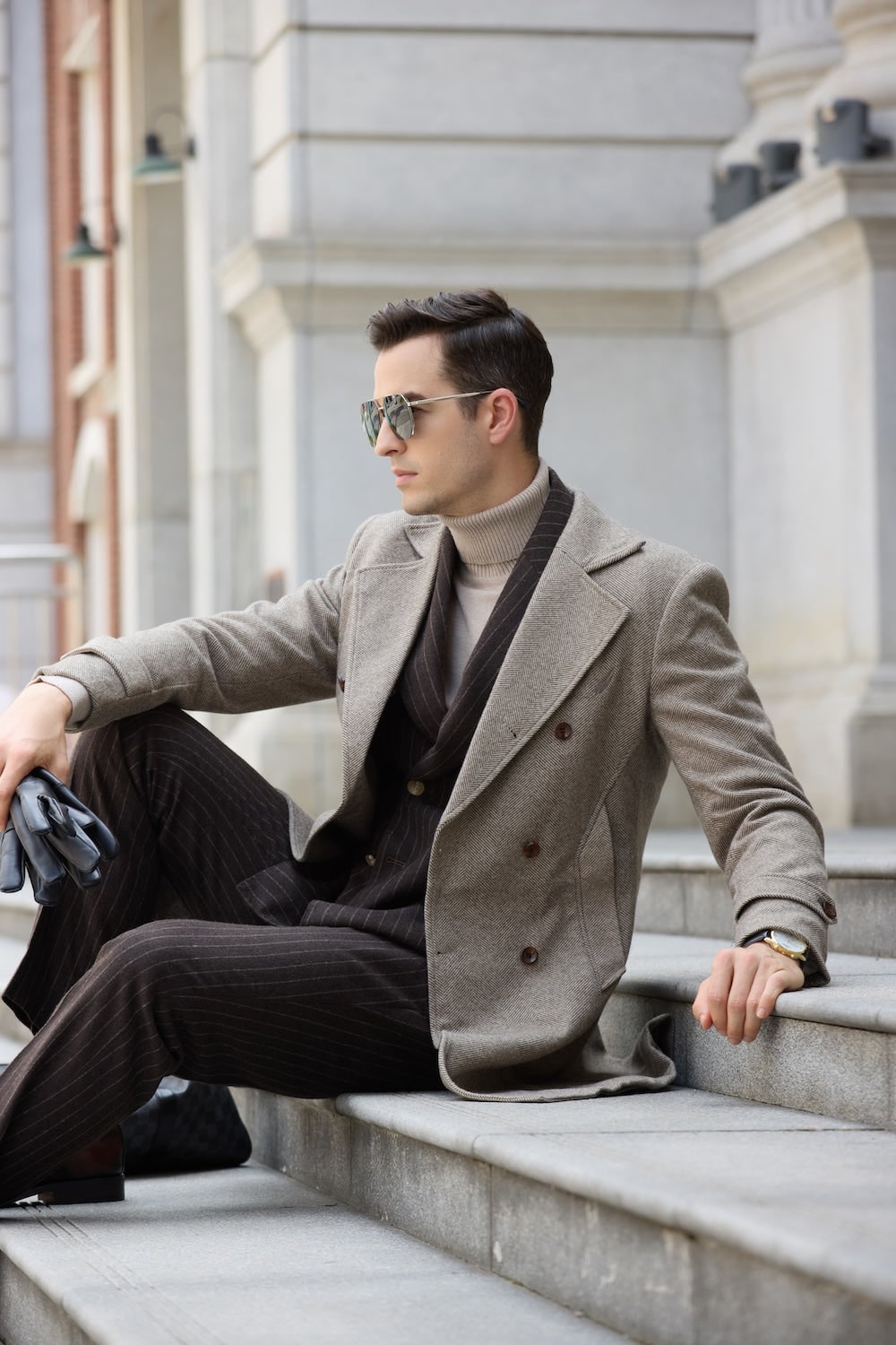 Men's Outerwear with Streamlined Long Coat and Double-Breasted Front - Image 5