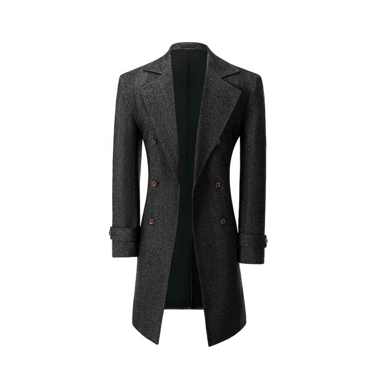 Men's Outerwear with Streamlined Long Coat and Double-Breasted Front - Image 20