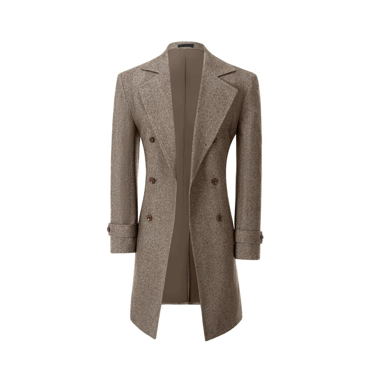 Men's Outerwear with Streamlined Long Coat and Double-Breasted Front - Image 92