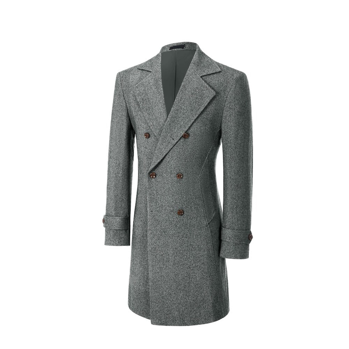 Men's Outerwear with Streamlined Long Coat and Double-Breasted Front - Image 49