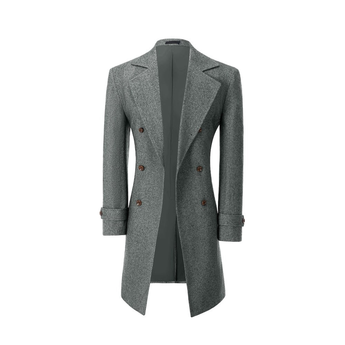Men's Outerwear with Streamlined Long Coat and Double-Breasted Front - Image 50