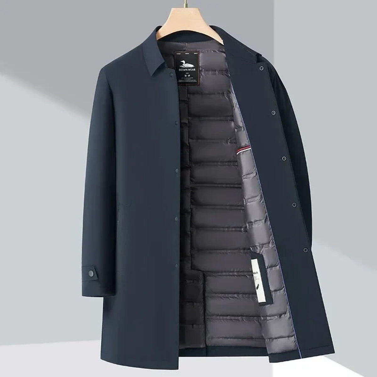Men's Outerwear with Streamlined Trench Coat and Quilted Interior - Image 1