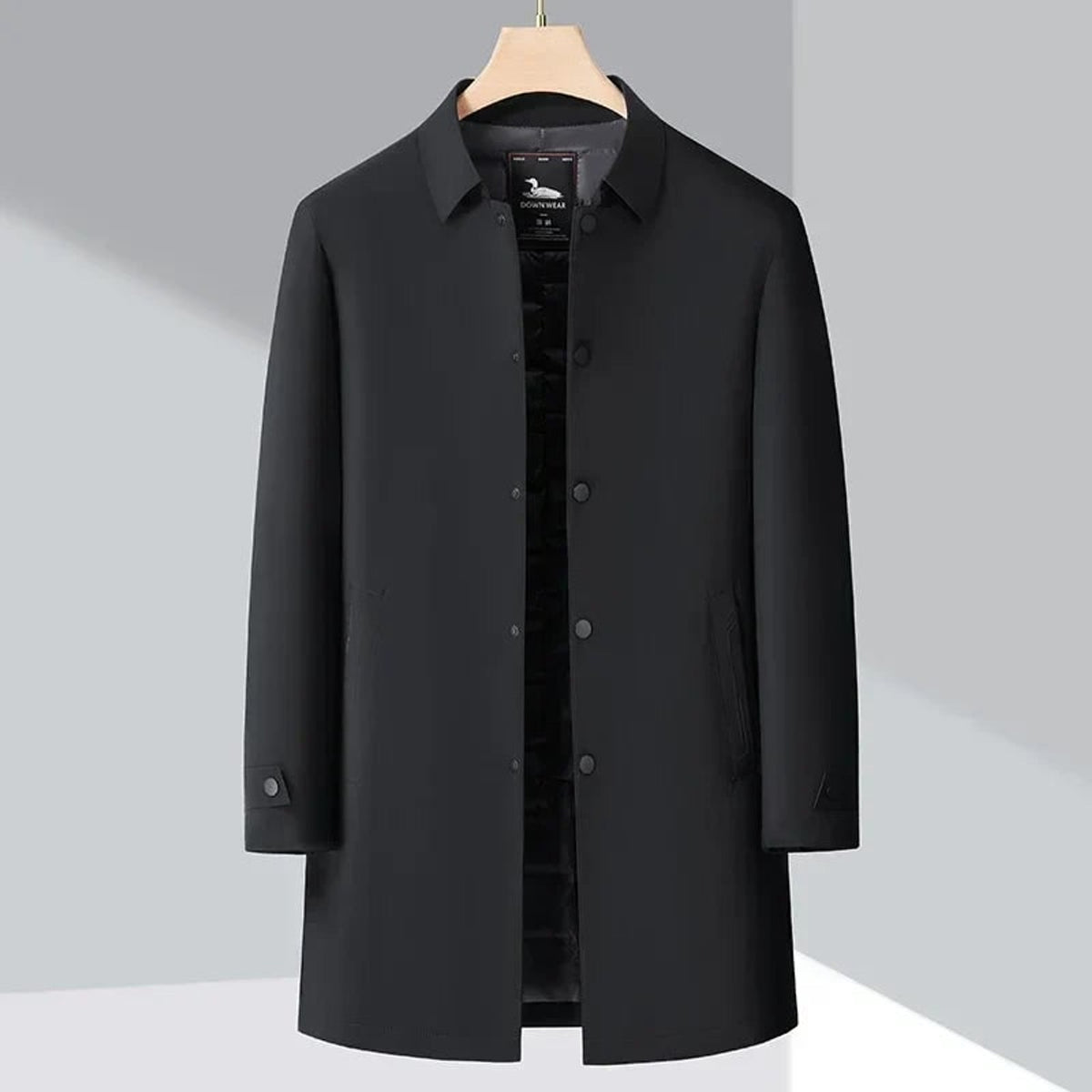 Men's Outerwear with Streamlined Trench Coat and Quilted Interior - Image 3