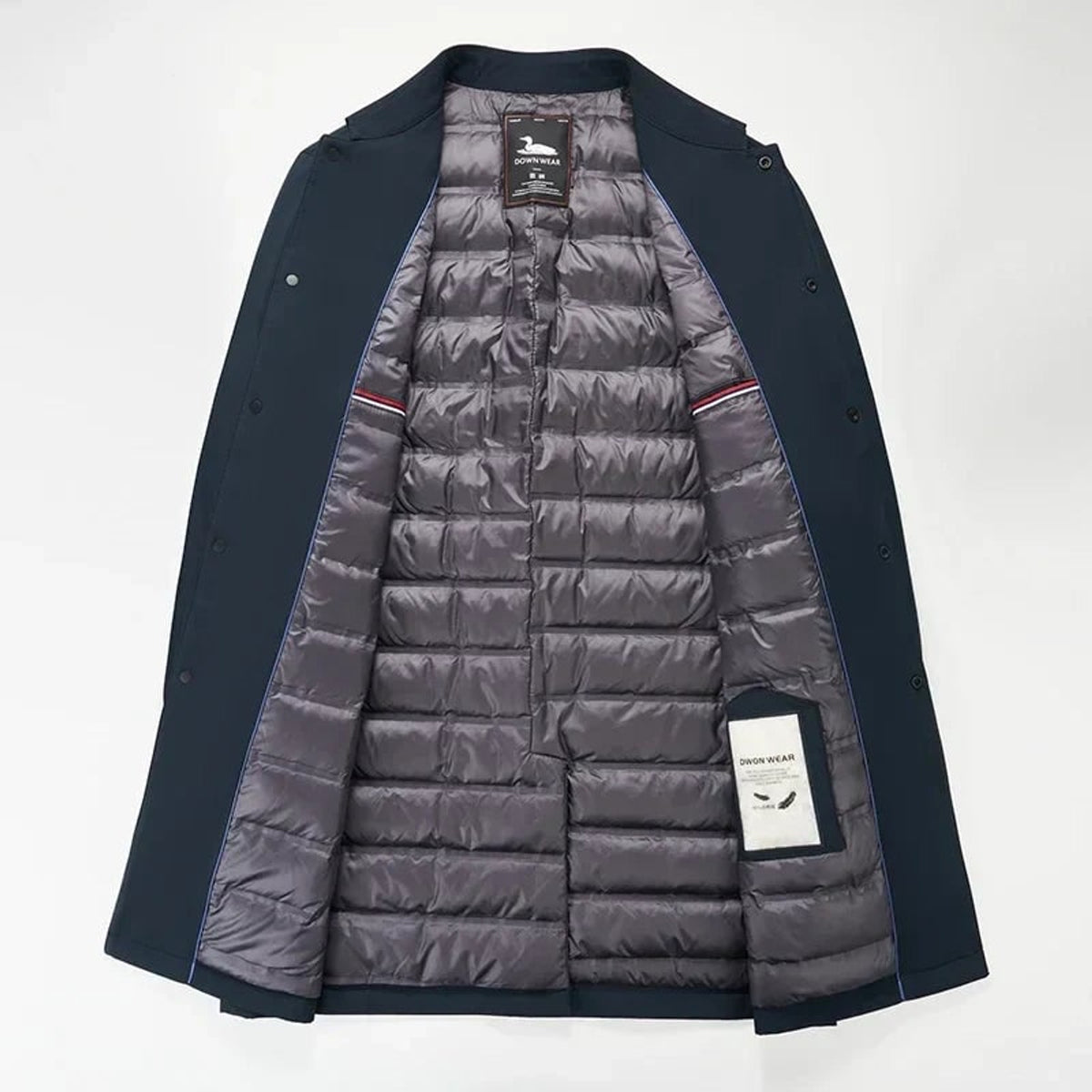 Men's Outerwear with Streamlined Trench Coat and Quilted Interior - Image 5