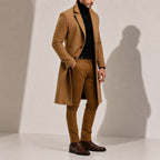 Men's Overcoat with Single-Breasted Classic Fit and Lapel Collar - Image 2