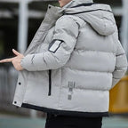 Men's Padded Down Jacket with Hooded Long Sleeve and Collar - Image 5