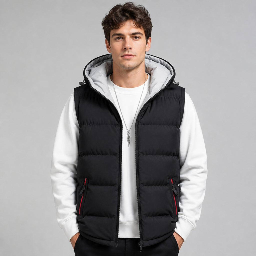 Men's Padded Gilet With Hood And Pockets - Image 1