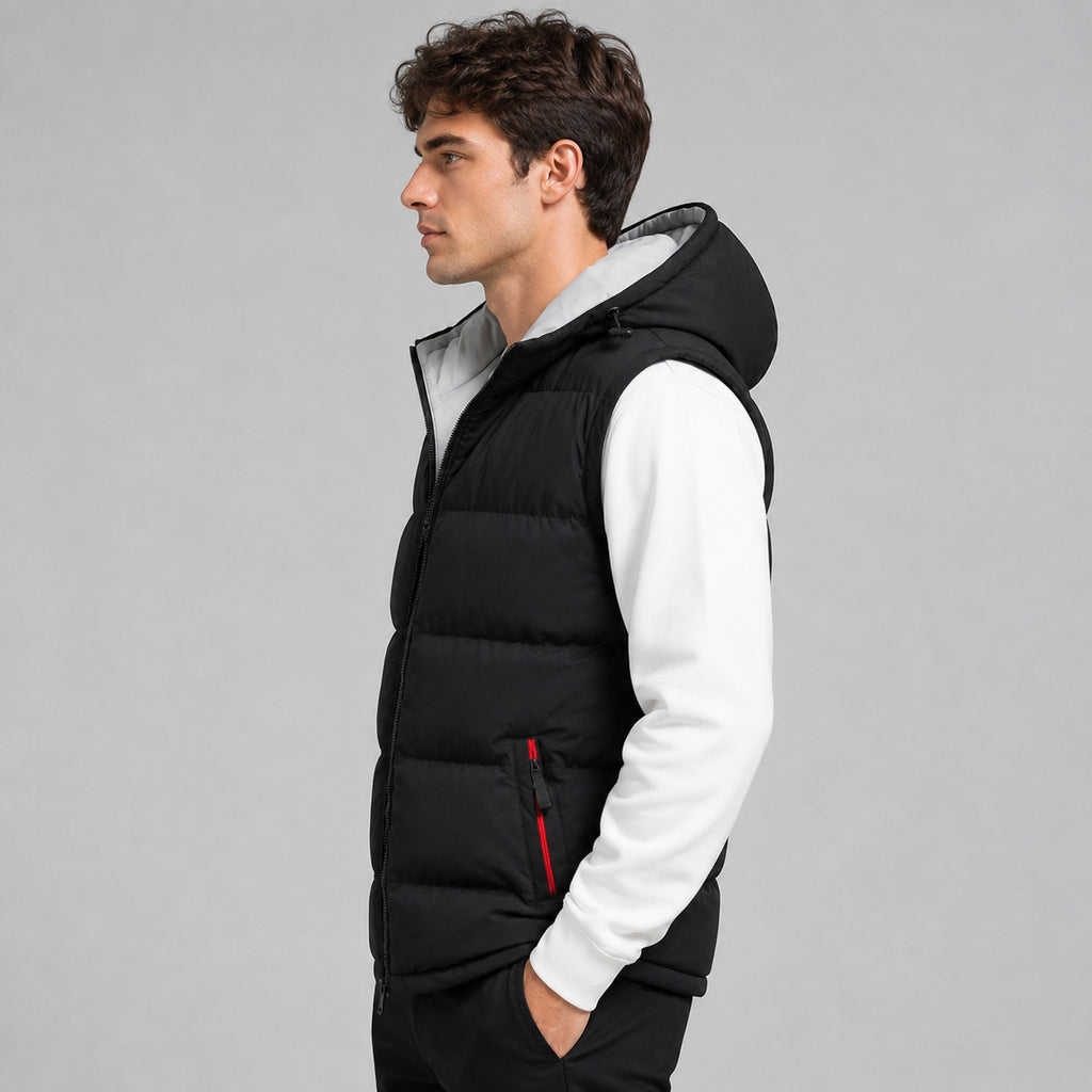 Men's Padded Gilet With Hood And Pockets - Image 3