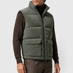 Men's Puffer Gilet Fleece-Lined Corduroy Zip-Up Bodywarmer - Image 2