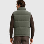 Men's Puffer Gilet Fleece-Lined Corduroy Zip-Up Bodywarmer - Image 3