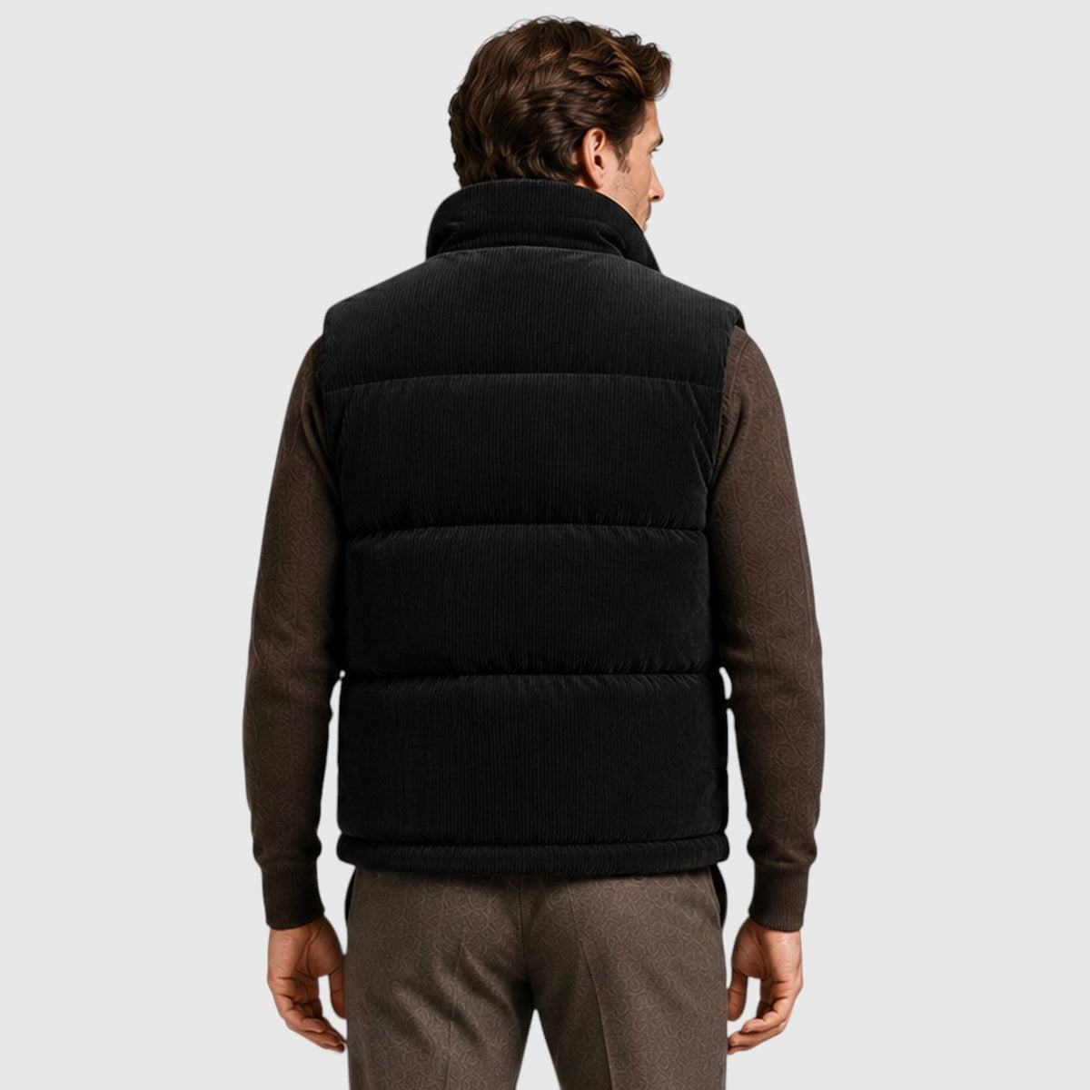 Men's Puffer Gilet Fleece-Lined Corduroy Zip-Up Bodywarmer - Image 7