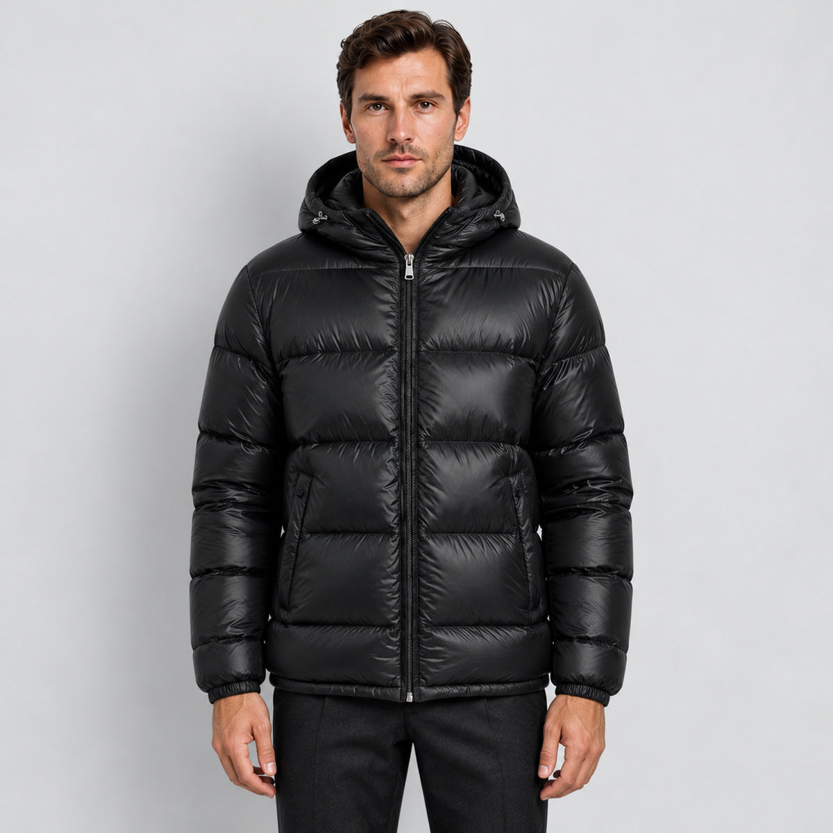 Men's Puffer Jacket with Insulated Hooded Design and Elasticated Cuffs - Image 5