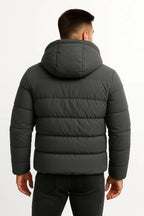 Men's Puffer Jacket with Insulated Hooded Design and Zipper Front - Image 2
